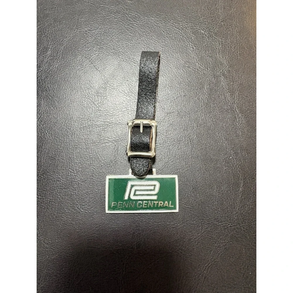 Vintage Penn Central Railroad Watch Fob PC Logo Leather Strap Railroadiana
